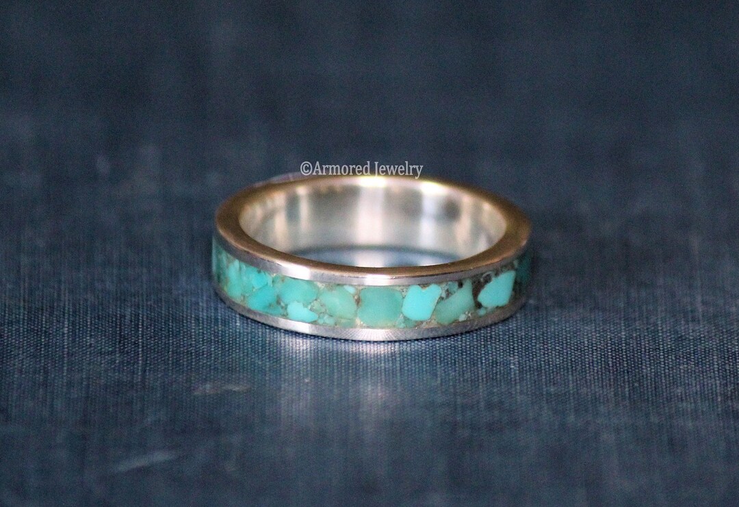 Sterling Silver Turquoise Inlay Ring, Inlay Jewelry, Mens Wedding Ring ...