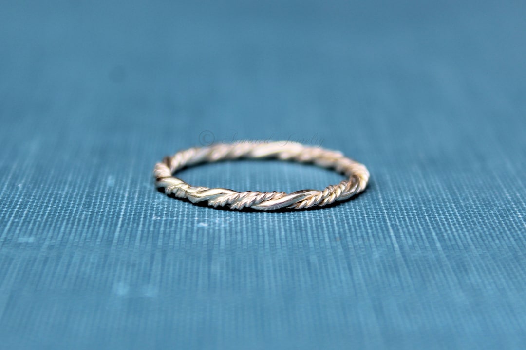 Braided Rope Ring, Stacking Ring, Layering Sterling Silver Ring, Dainty ...