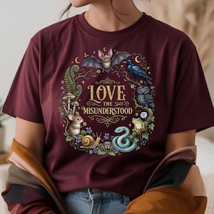 Gothic Nature Shirt Love The Misunderstood T-Shirt, Dark Cottagecore Wildlife Gift, Forest Creatures Graphic Tee