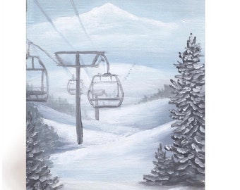 Winter Holiday Ski Mountain Blank Card Set
