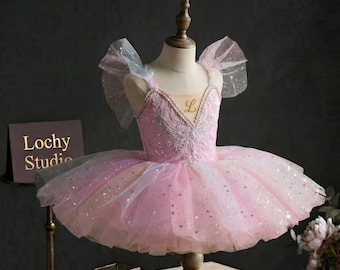 Personalisiertes erstes Ballettkostüm für Kleinkinder, benutzerdefiniertes Monogramm-Tutu-Kleid für Mädchen, erste Ballerina, Leistung, Bühnenkleid
