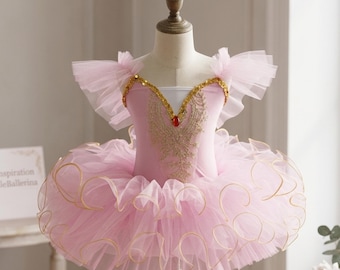 Personalized Ballet Tutu Dress Toddler Birthday Gift for Girls Pink Dance Costume Nutcracker Costume Fancy Tulle Ballerina Outfit Leotard