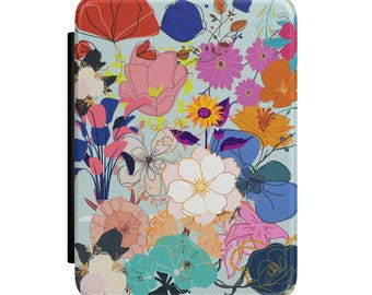 Funda para Kindle con diseño de ramo floral colorido / Cubierta para Kindle con motivos botánicos brillantes