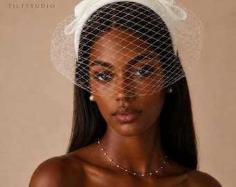 Bandeau ivoire avec noeud voile, coiffure de mariée mariage civil
