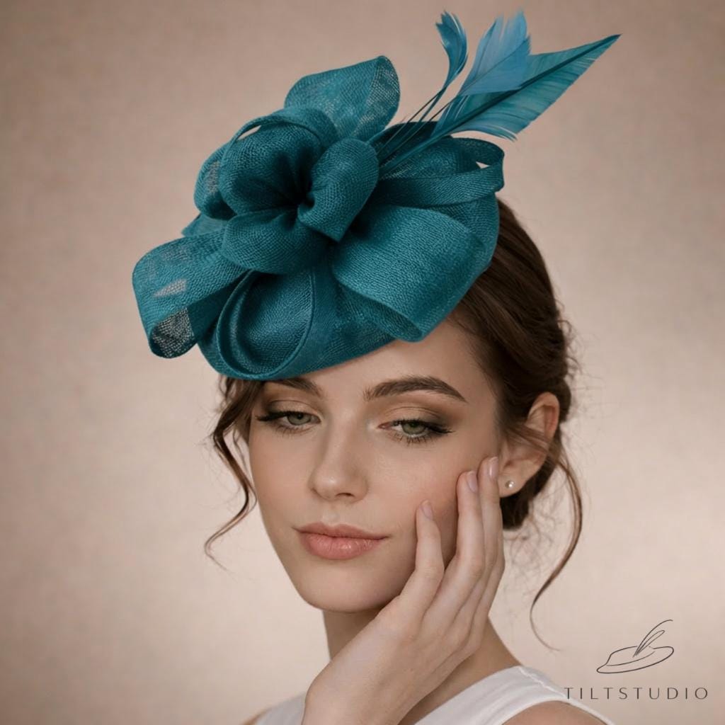 Teal Fascinator Wedding Hat - Etsy display picture 2
