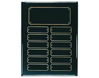 Black Piano Finish Perpetual Plaque | 12 - 18 or 24 or plates, Corporate Award, Wooden Perpetual Plaques