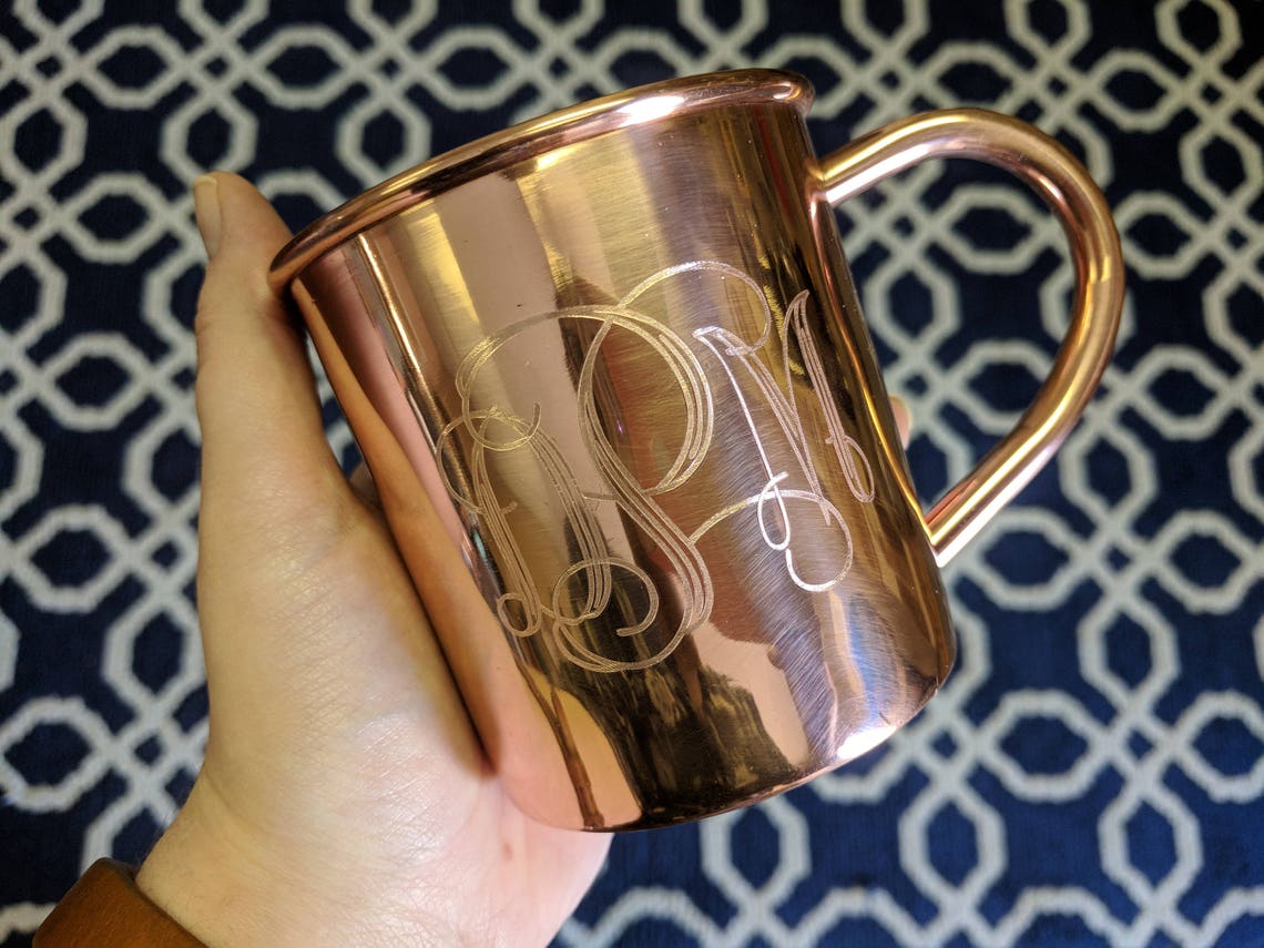 Engraved Copper Moscow Mule Mug Monogrammed Copper Mug Etsy