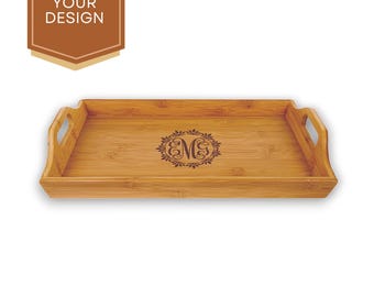 Personalized Engraved Bamboo Serving Tray, 16.5" x 9.75"