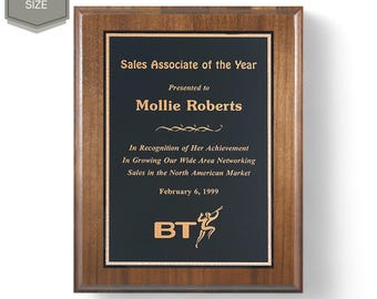 Custom Walnut Wall Plaque with  Engraved Metal Plate