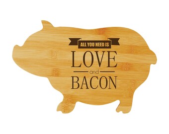 Personalized Bamboo Pig Shaped Cutting Board