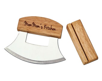 Personalized Stainless Steel Ulu Knife with Stand