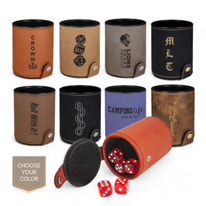 Personalized Dice Cup with 5 Dice, Table Top Gaming Gift, TTRPG Gift, Engraved Dice Shaker
