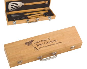 Personalized Grill Set, Grilling Gifts For Men, Grill Utensils Set For Outdoor Grill, BBQ Grilling Tools Accessories, Barbecue Tool Set
