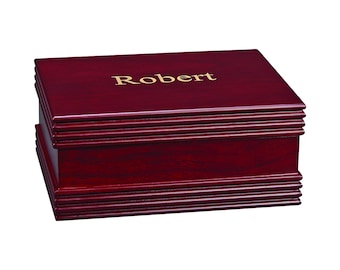Personalized Rosewood Finish Box, Custom Keepsake Box, Hinged Box, Recipe box, Wedding Card Box, Trinket box