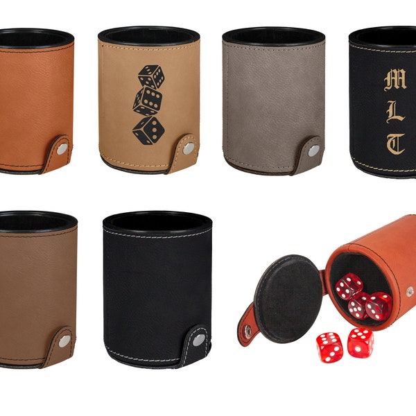 Personalized Dice Cup with 5 Dice, Table Top Gaming Gift, TTRPG Gift, Engraved Dice Shaker