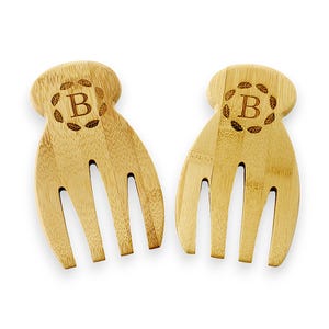 Personalized Bamboo Salad Hands, Salad Servers, Kitchen Utensils, Kitchen Gadgets, Serving Utensils, Salad Tongs, Wooden Kitchen Utensil
