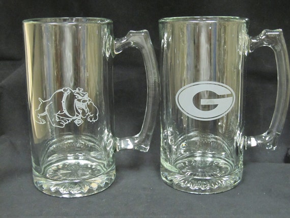 24 oz Glass Beer Mug Bulldog Etsy