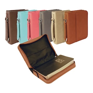 Personalized Leatherette Bible Cover with Handle and Zipper, 6.75" x 9.25", Unique Custom Bible Case