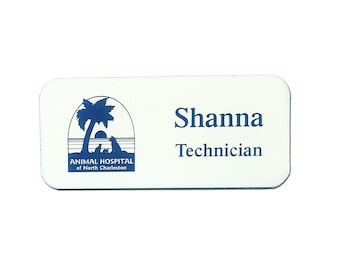 Custom Name Tags | Magnetic Name Badges | Custom ID Badge | Two-Color Plastic with Magnetic Backer, 1.25 " x 3"