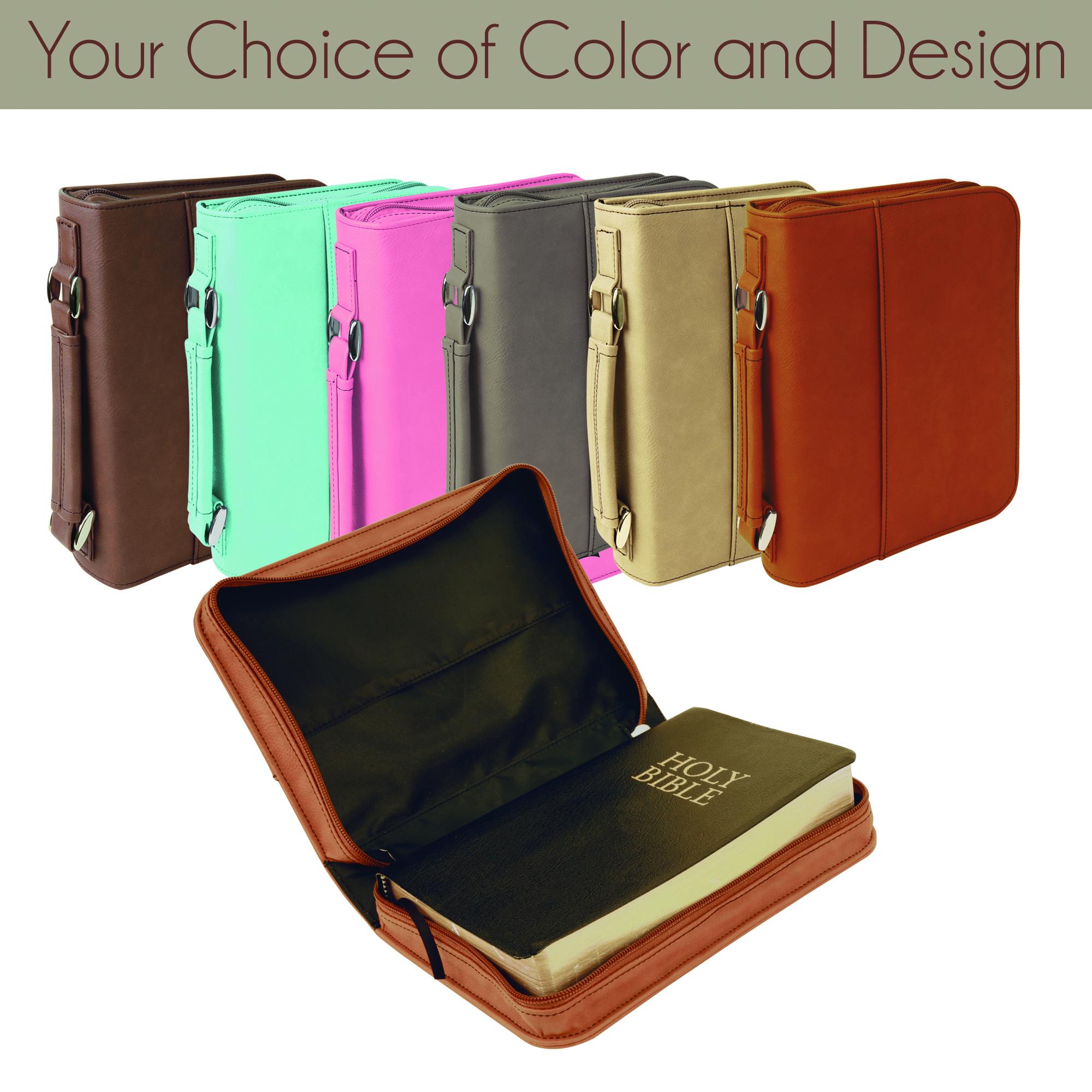 Personalized Leatherette Bible Cover With Handle and Zipper, 6.75