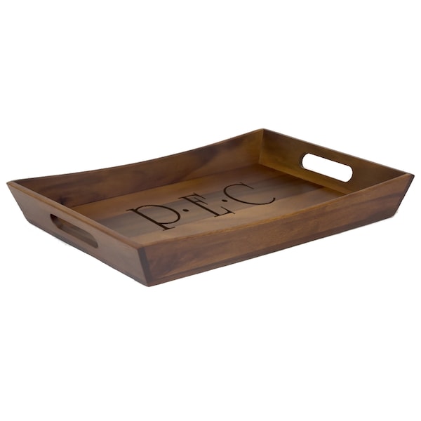 Personalized Acacia Curved Serving Tray with Handles