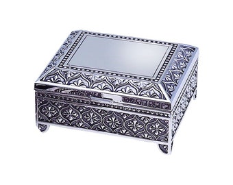 Personalized Jewelry Box, Antique Silver Finish