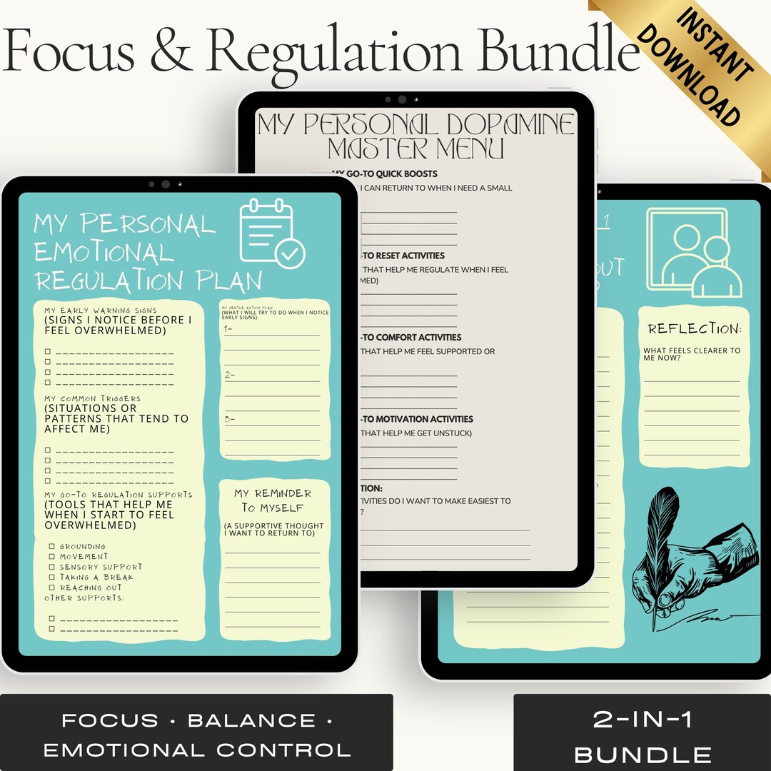 Focus & Regulation Bundle, Dopamine Menu Printable, Emotional ...