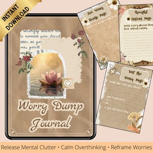 Diario para desahogarse, Diario para pensar demasiado, Cuaderno de trabajo para vaciar la mente, Diario de ansiedad imprimible, Diario de desorden mental, Diario de pensamientos en PDF