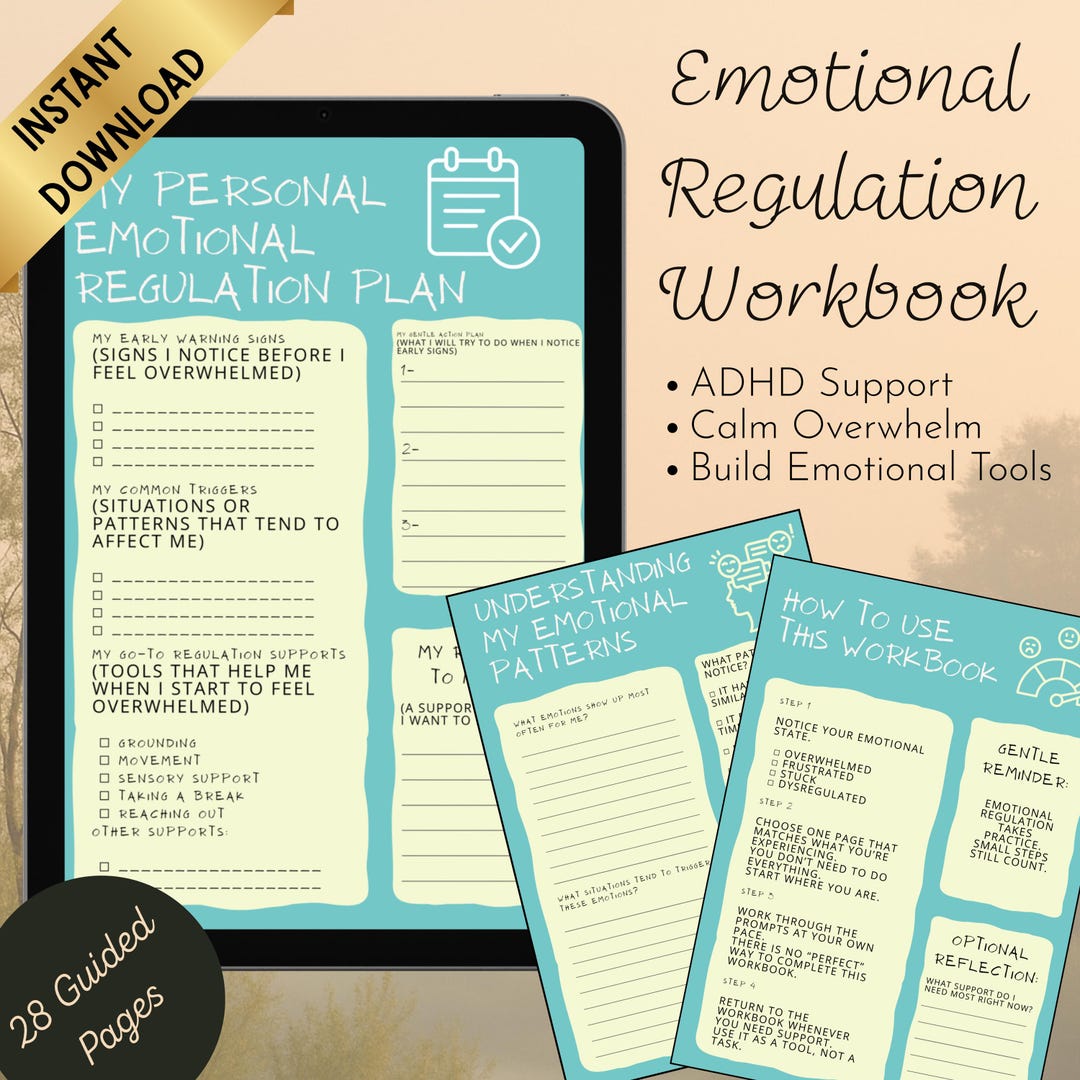 ADHD Emotional Regulation Workbook, Overwhelm Support Planner, Manage ...