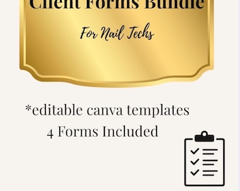 Editable Nail Tech Client Consultation Forms Bundle Canva Template | Nail Intake Form, Consent Waiver, Aftercare, Appointment Policy