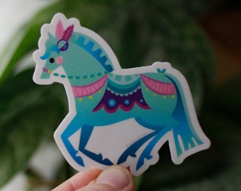 Fantasy Fjord Carousel Horse Die Cut Vinyl Sticker by Candice of Piq Design
