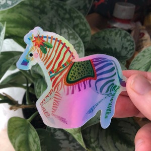 SALE* Holographic Rainbow Zebra Die Cut Sticker by Candice of Piq Design
