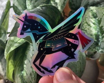 Alicorn Holographic (Unicorn/Pegasus) Die Cut Sticker by Candice of Piq Design