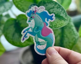 Merhorse Glitter Carousel Horse Die Cut Fantasy Seahorse Sticker by Candice of Piq Design