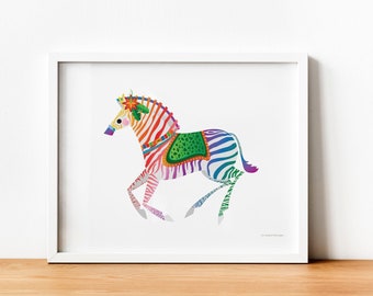 Rainbow Zebra Carousel Print by Candice of Piq Design