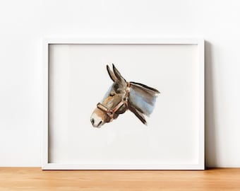 Mule Watercolor Portrait Print by Candice of Piq Design