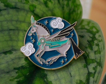 Pegasus Enamel Pin in Shiny Gold by Candice of Piq Design