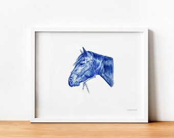 Ballpoint Pen Quarter Horse Portrait Print by Candice of Piq Design