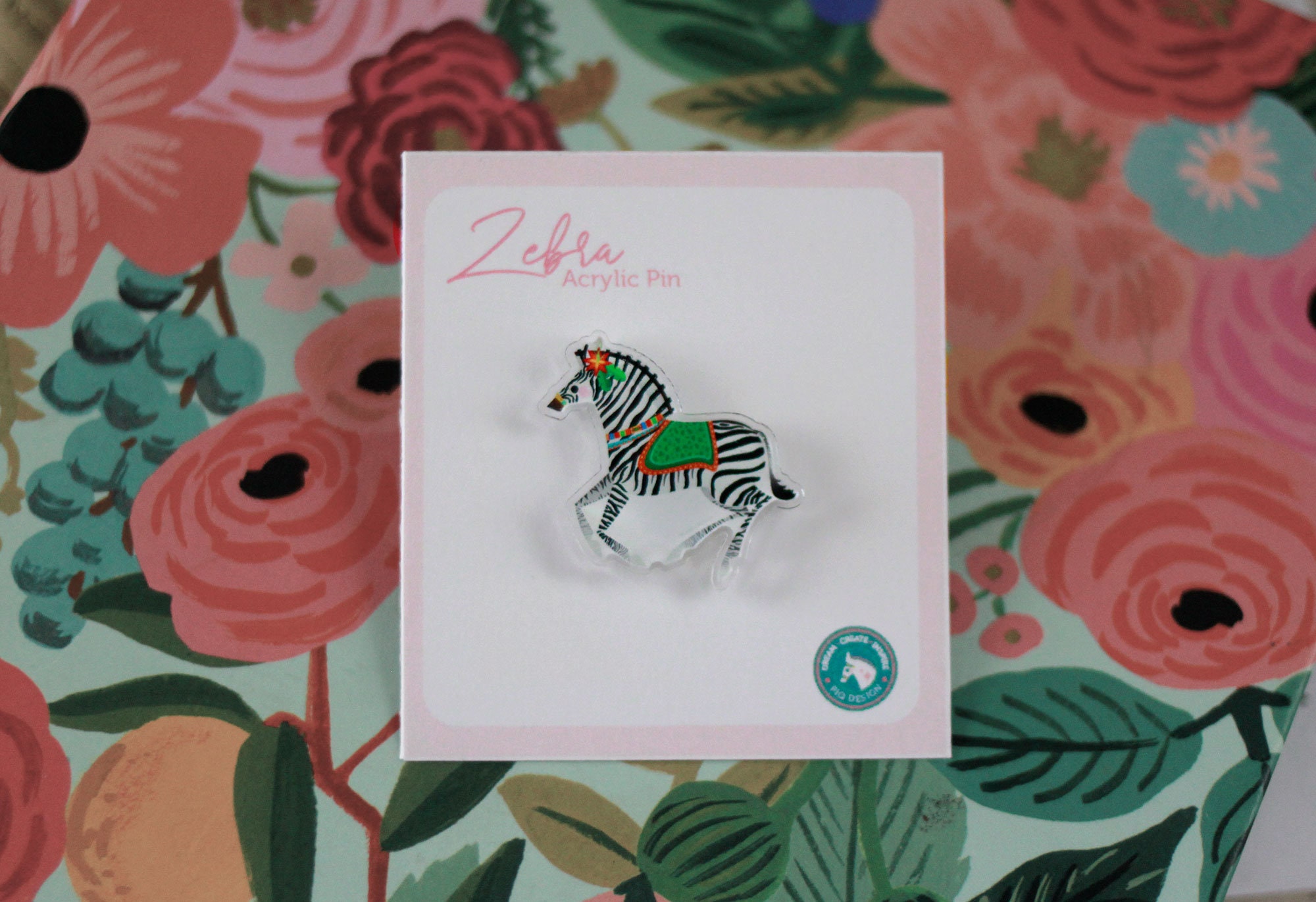 Zebra Acrylic Pin by Candice of Piq Design - Etsy