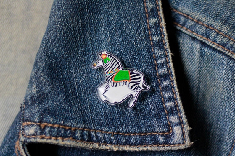 Zebra Acrylic Pin by Candice of Piq Design - Etsy