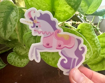 Unicorn Carousel Horse Die Cut Sticker by Candice of Piq Design