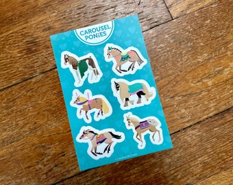 Carousel Ponies Die Cut Sticker Blue Sheet by Candice of Piq Design