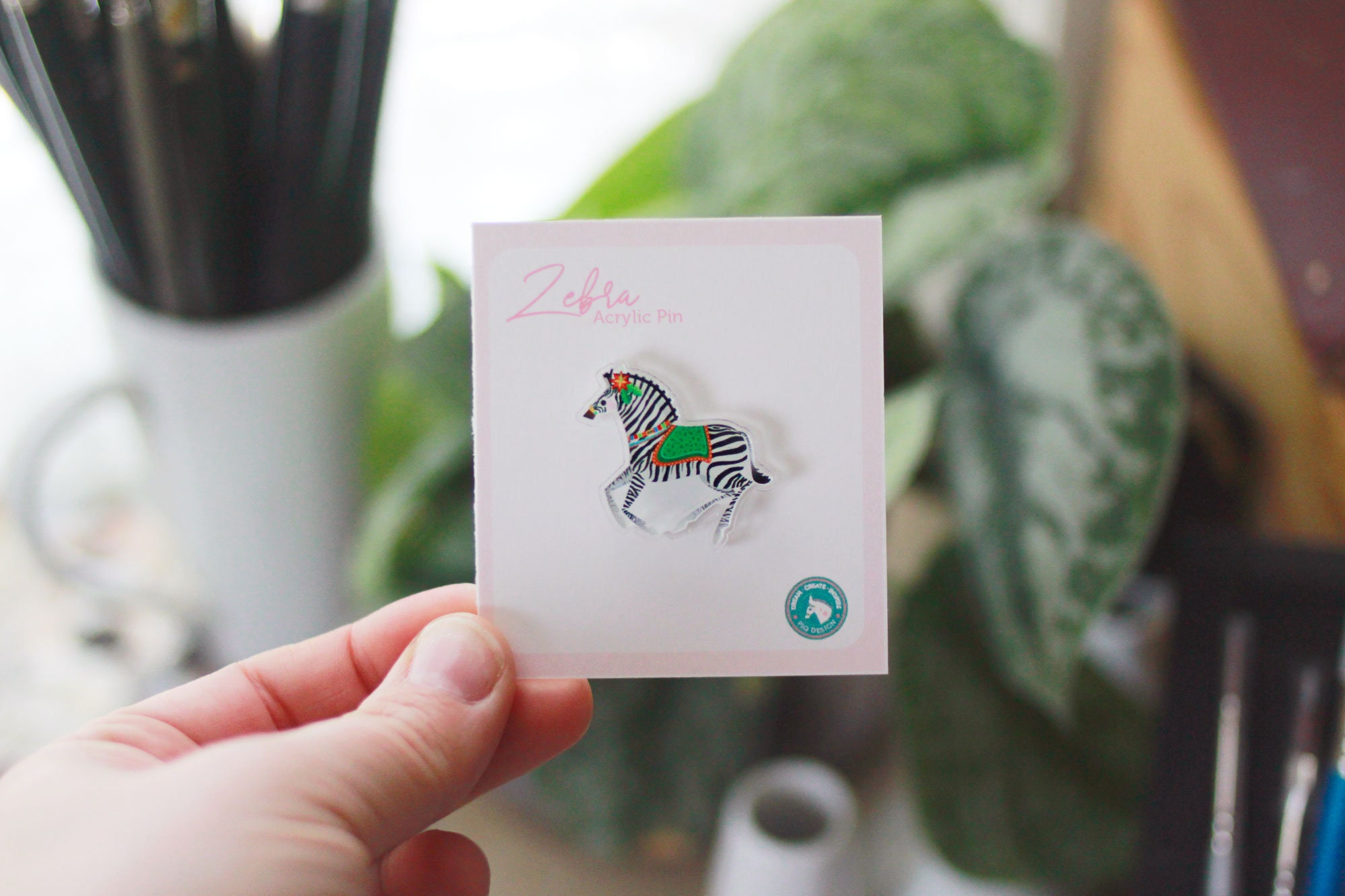 Zebra Acrylic Pin by Candice of Piq Design - Etsy