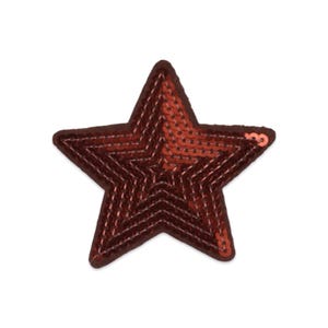 Wine Red Sequin Star Patch | Iron On Embroidery Applique (3.3"x3.3")