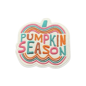 Pumpkin Season Patch | Iron On Embroidery Applique (2.9"x3.1")