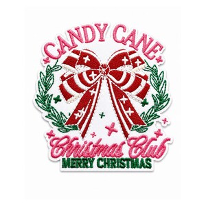Candy Cane Christmas Club Patch | Iron On Embroidery Applique (3.1"x3.1")