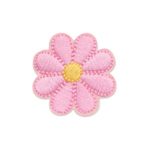Liten prästkrage (ljusrosa) lapp | Stryk-på broderiapplikation (3,8 x 3,8 cm)