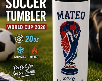 Personalized Soccer Tumbler 20oz, World Cup 2026 Fan Cup