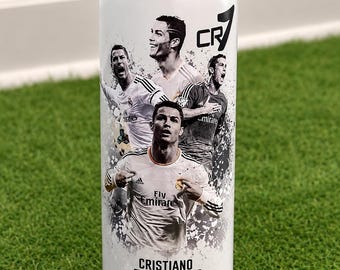 Cristiano Ronaldo Portugal Tumbler 20oz, Soccer Water Bottle, Football Fan Gift