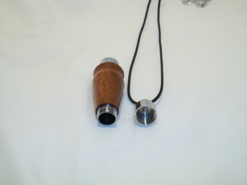 Memorial Cremation Jewelry Ashes Necklace Cherry Wood Artistic Hand Turned Wooden Keepsake Pendant